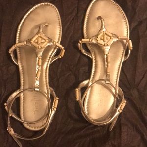 Cole Haan Gold sandals with bamboo threaded on top
